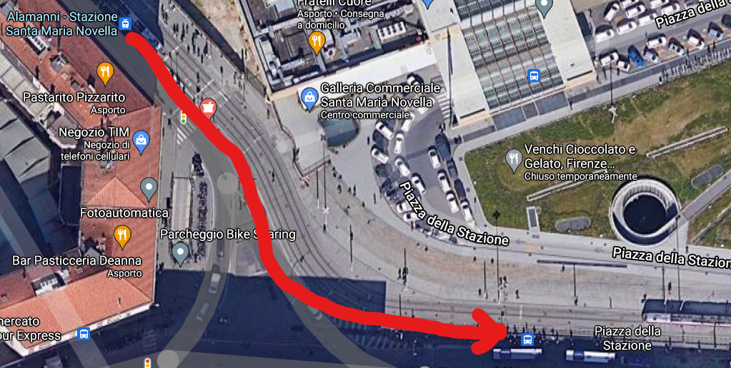 Walk to 'STAZIONE SCALETTE' C4 Bus Stop