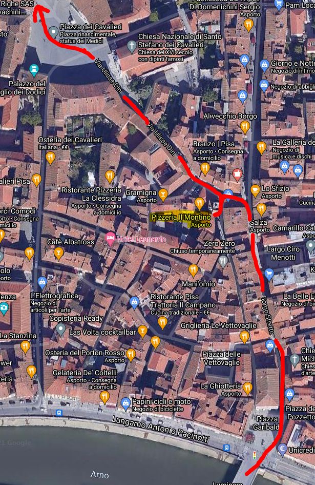 From the Arno river To Piazza dei Cavalieri