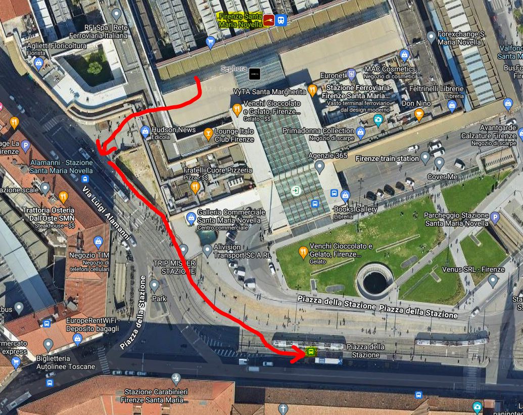 Walk from Station to TIcket to C4 Stop